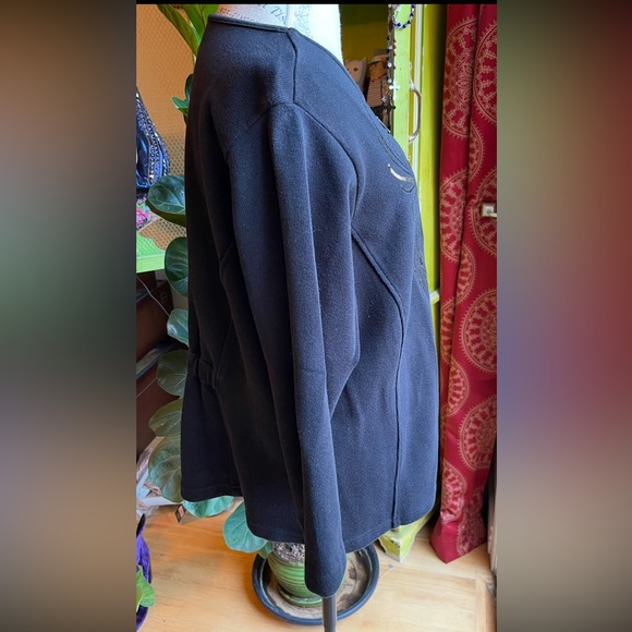 BOB MACKIE Wearable Art Black Sweater Zip Jacket Peacock Thunderbird Phoenix 3X - Picture 6 of 7